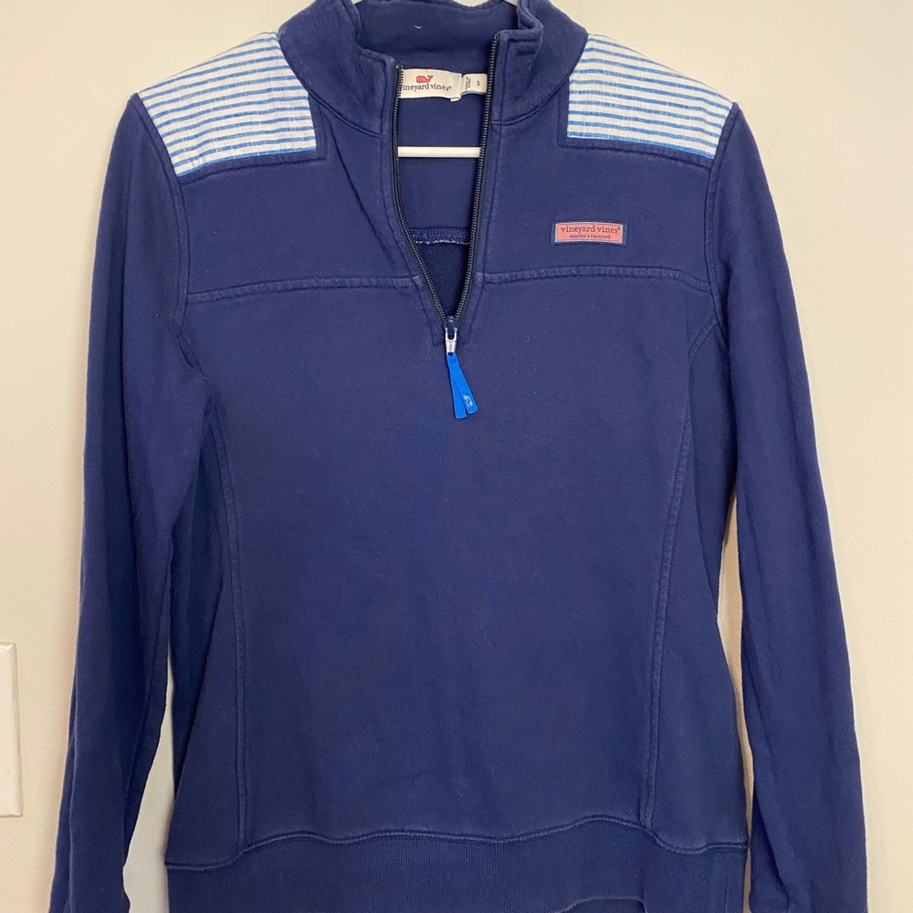 Vineyard Vines Navy Shep Shirt with striped inset